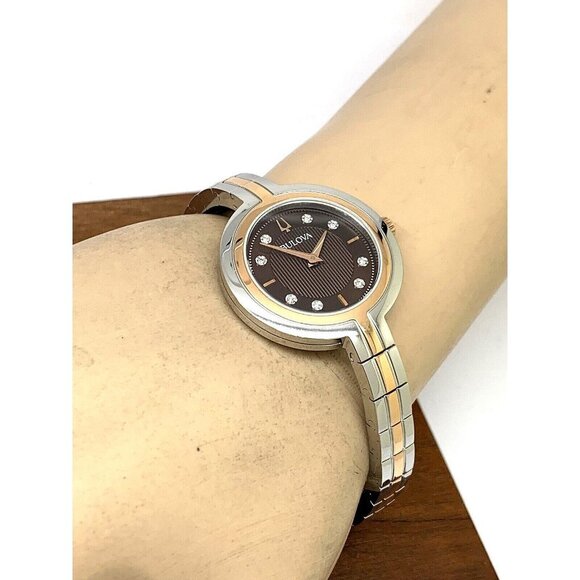 Bulova Women's Watch 98P194 Quartz Bangle Diamond Dial Rose Gold Silver … - Picture 6 of 14